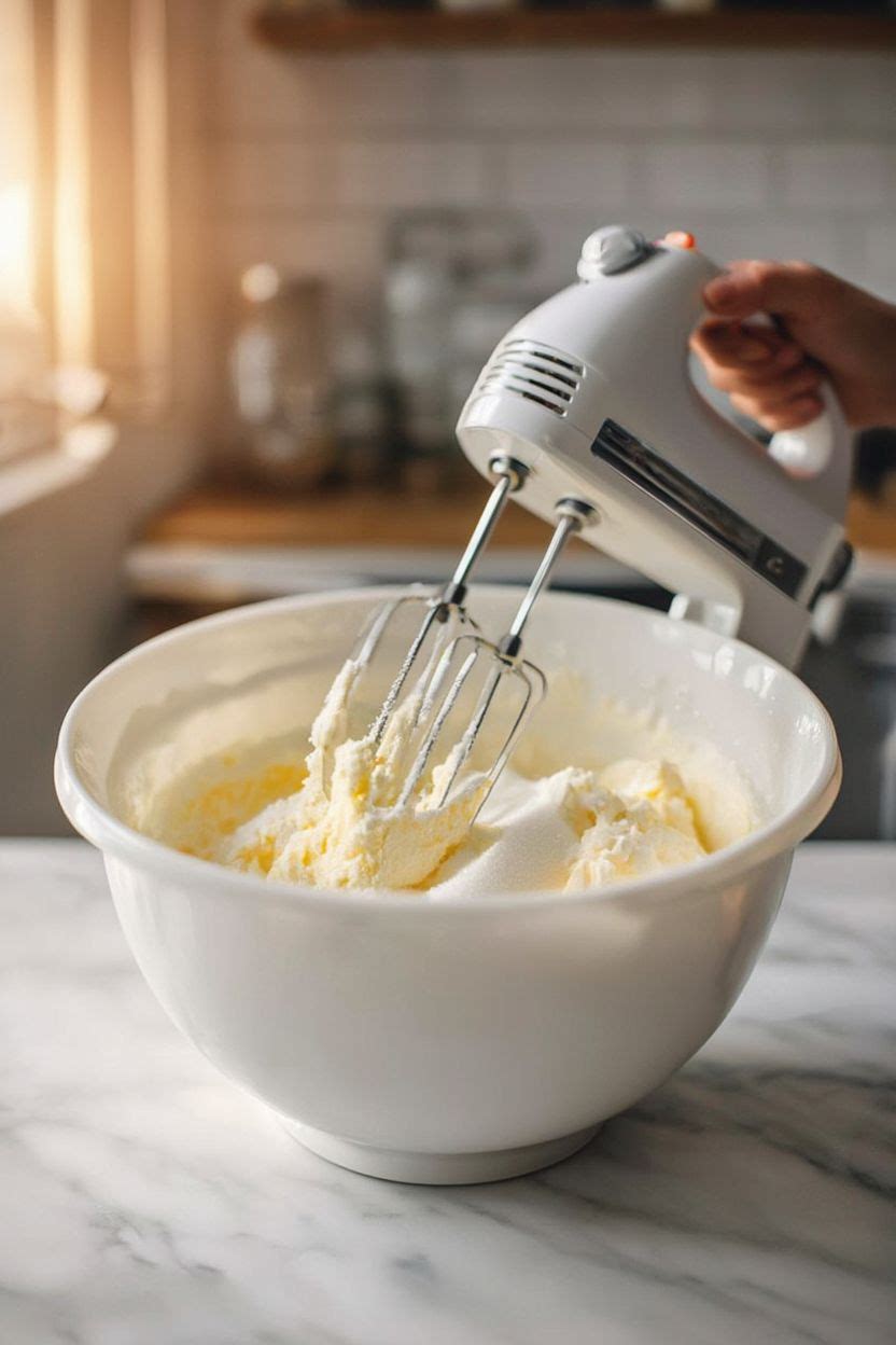 Pale and fluffy creamed butter and sugar in a large mixing bowl with a hand mixer