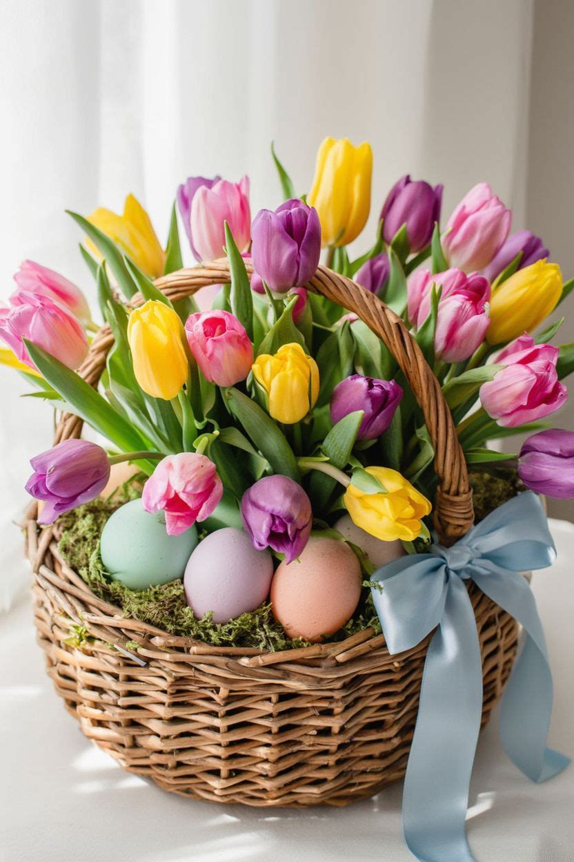 Easter Basket Tulip Display