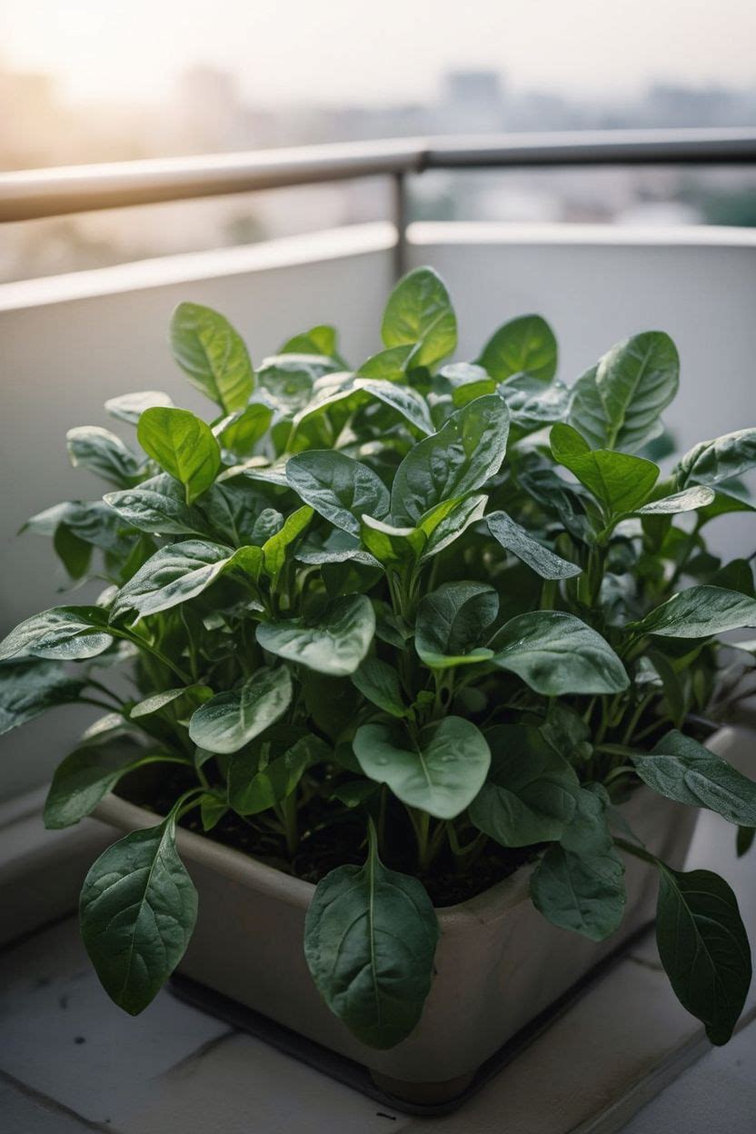Palak Spinach Growing in Shallow Container
