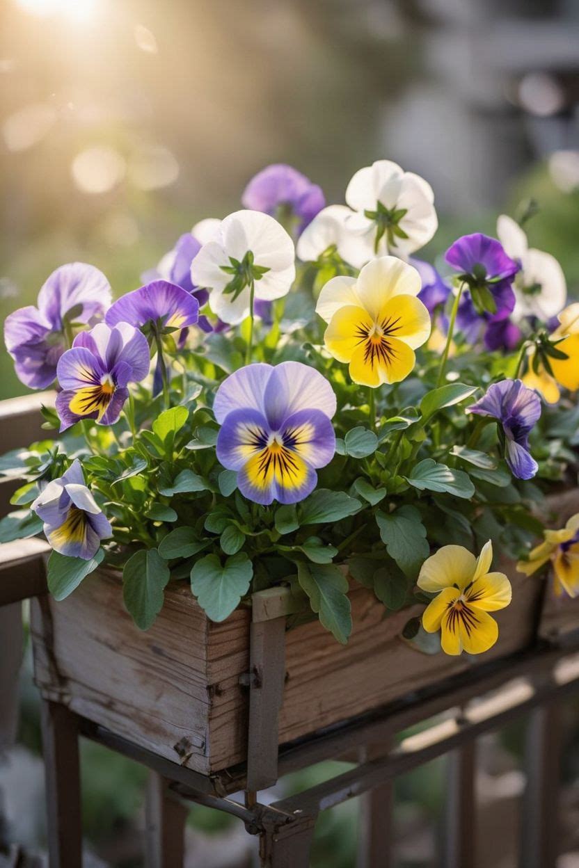 Pansies in Balcony Window Box