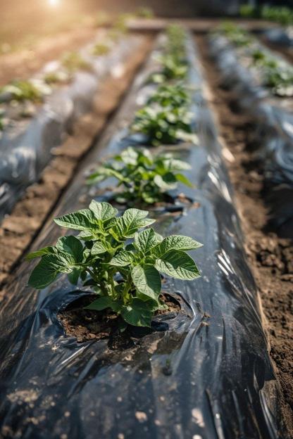 Black Plastic Mulch Potato Planting