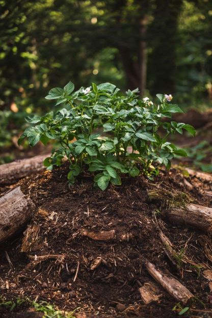 Hugelkultur Raised Bed Potato Planting