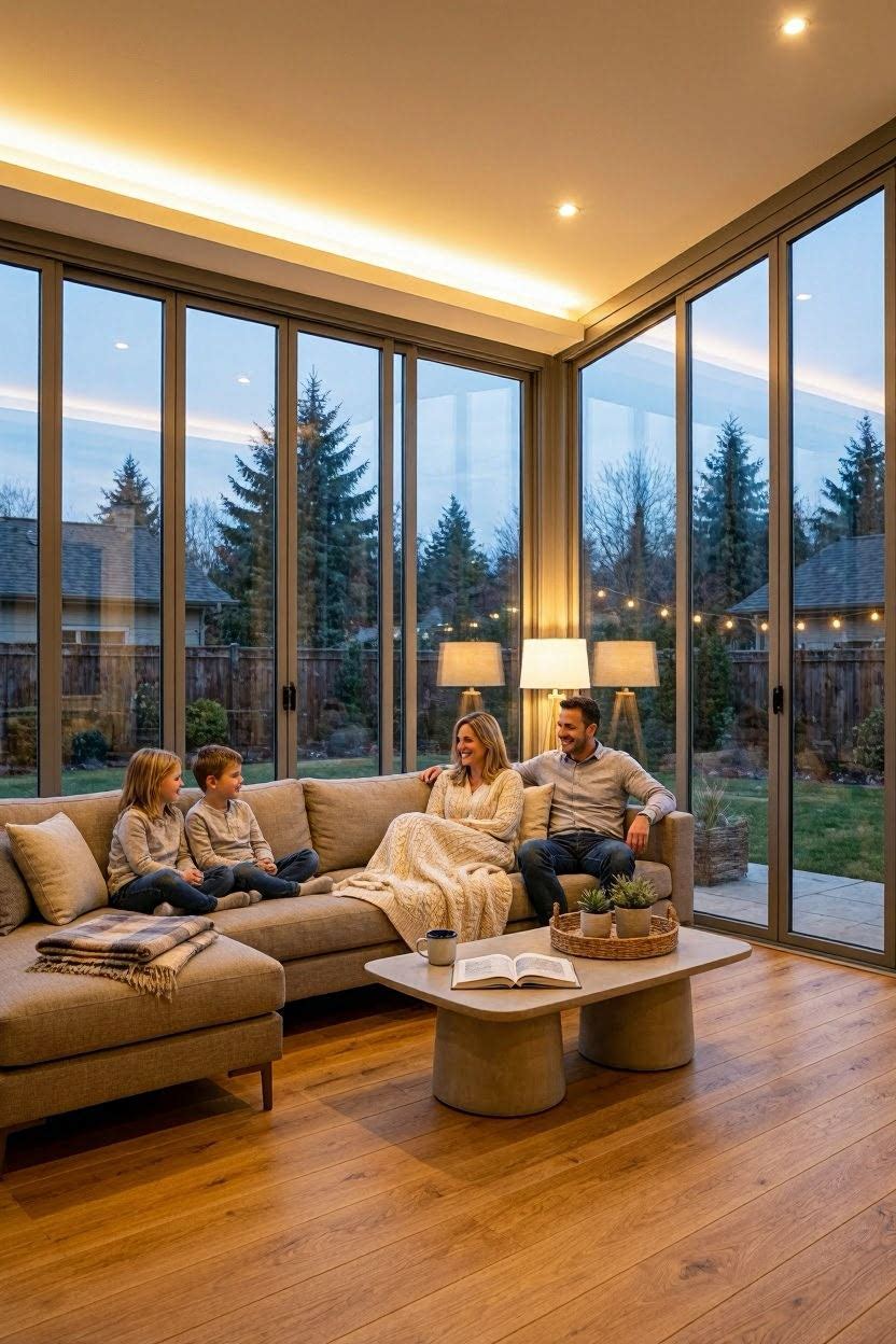 Aluminum framed sunroom enclosure converting a balcony into a four season room