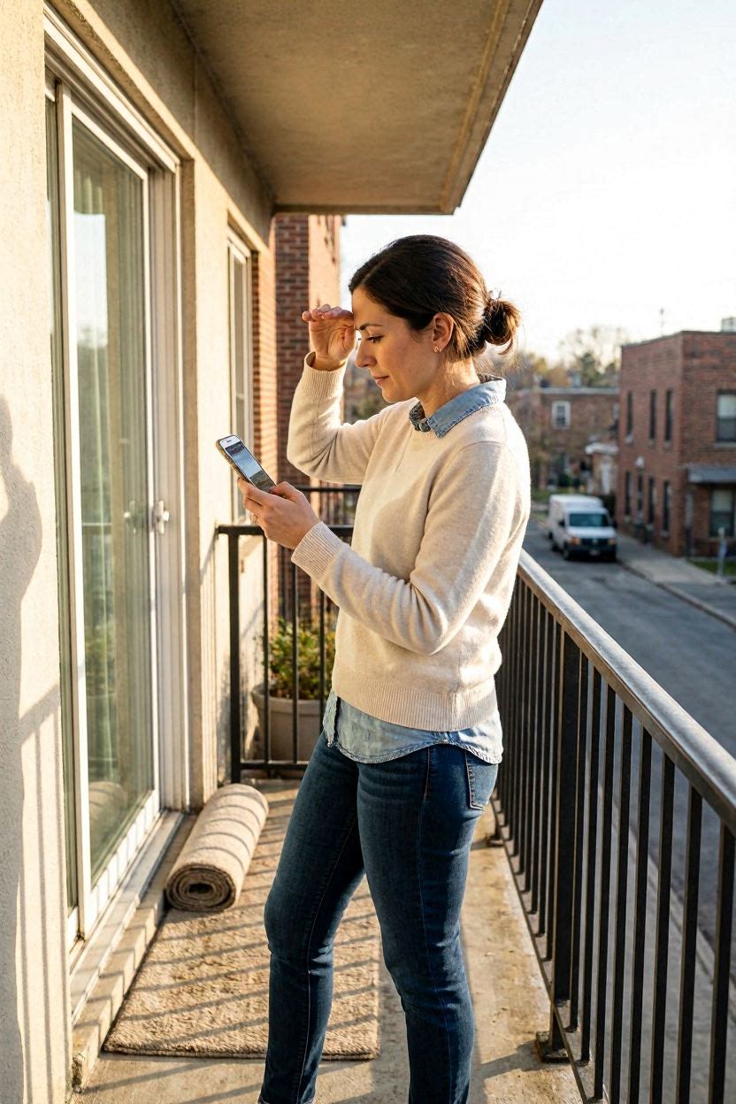 Checking sunlight and wind exposure on an apartment balcony before choosing plants
