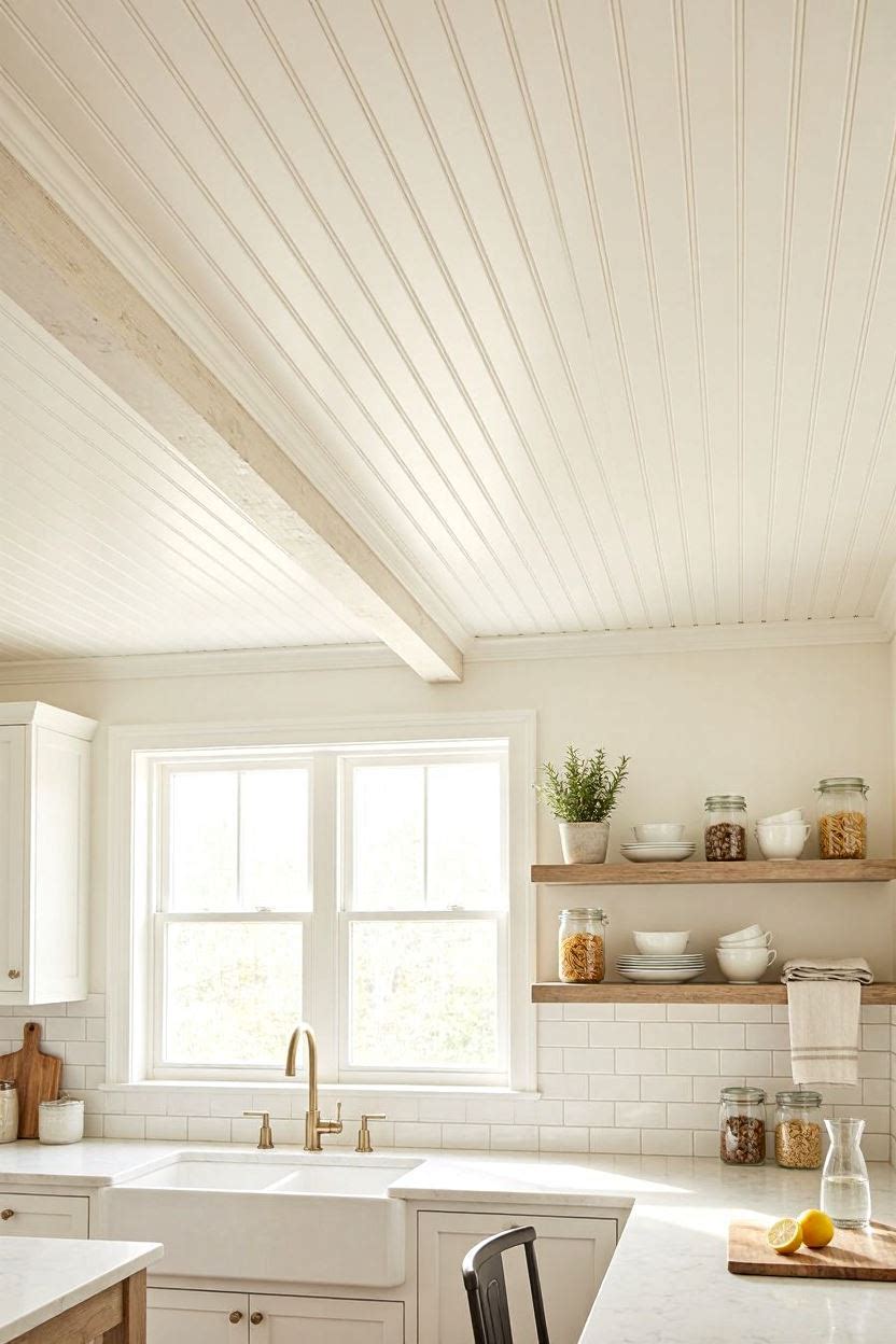 Beadboard ceiling in a kitchen or porch