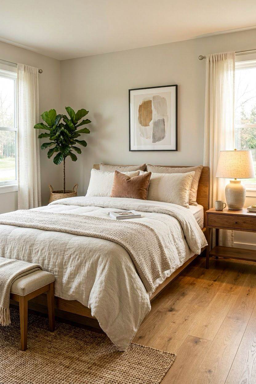 Modern cozy bedroom decor hero image