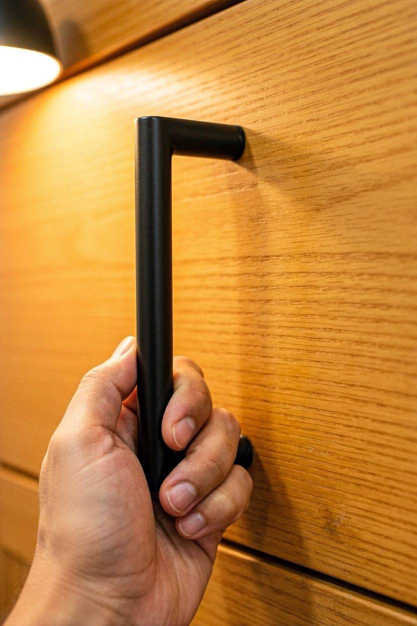 Matte black iron cabinet hardware and drawer pulls