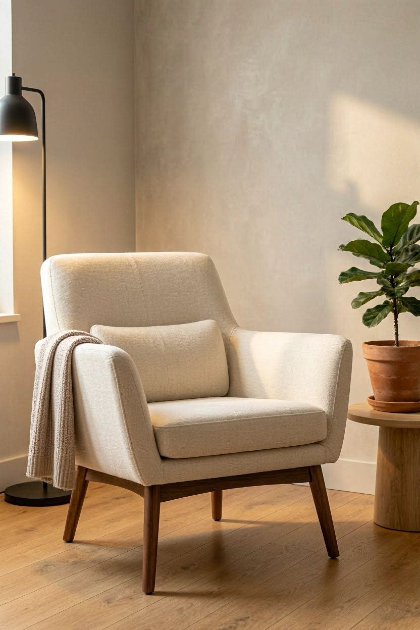 Ergonomic accent chair with lumbar support in a modern USA bedroom