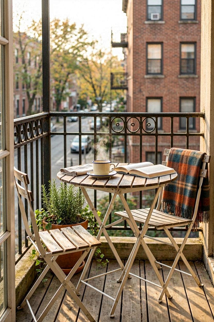 Foldable balcony furniture set for small apartment space