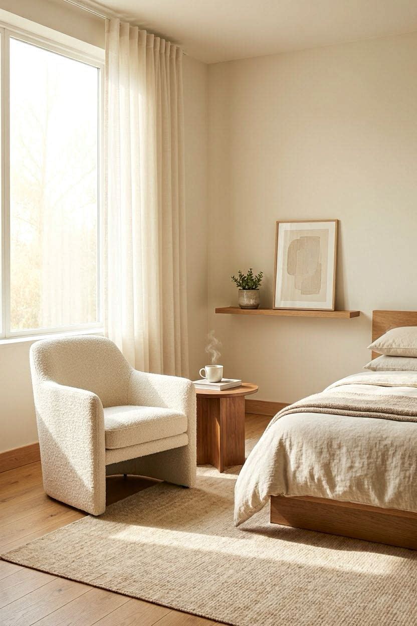 Modern bedroom chair with ergonomic design in a bright USA home interior