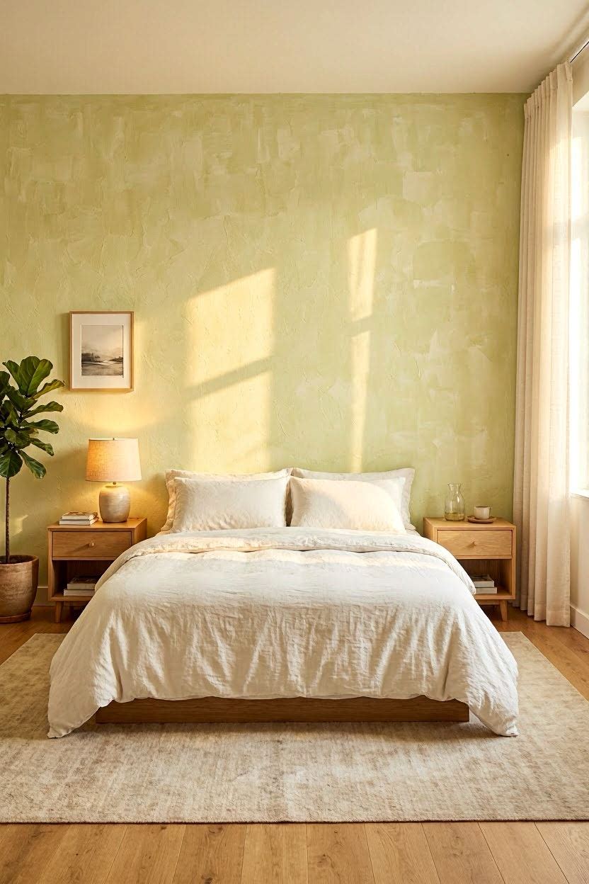 Modern bedroom with a stunning accent wall featuring textured panels and warm ambient lighting