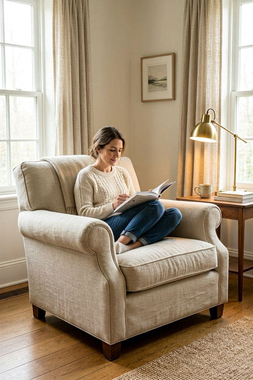 Oversized chair and a half in a cozy USA bedroom