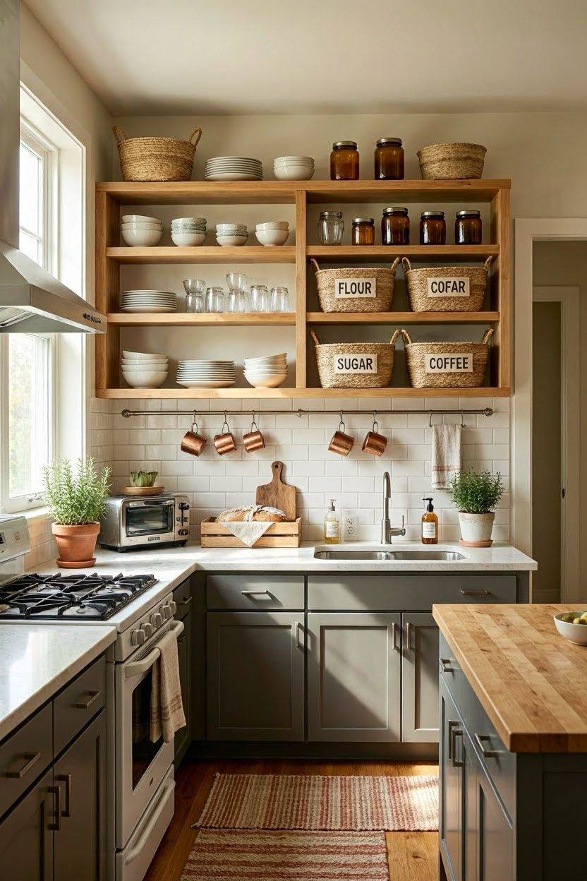 Tiny kitchen organized with smart storage solutions