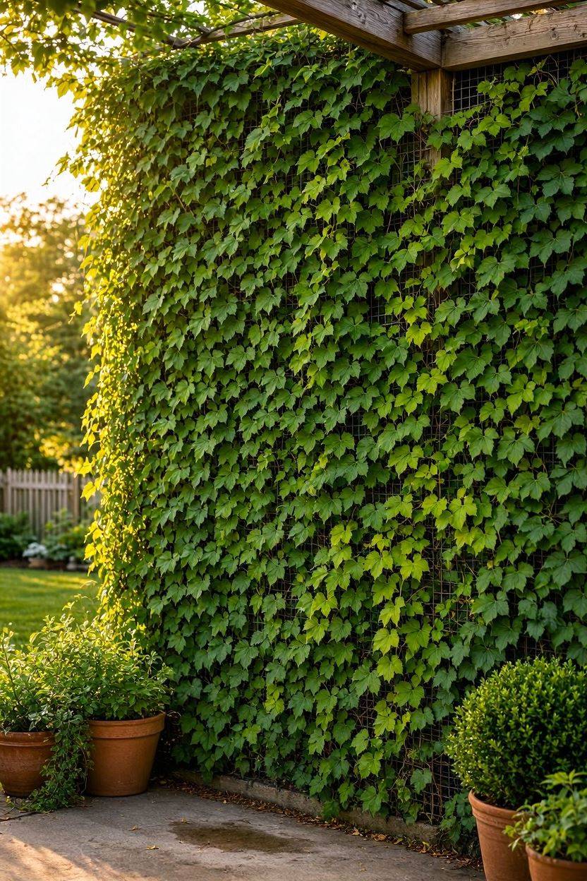 Fast growing vine wall for backyard privacy